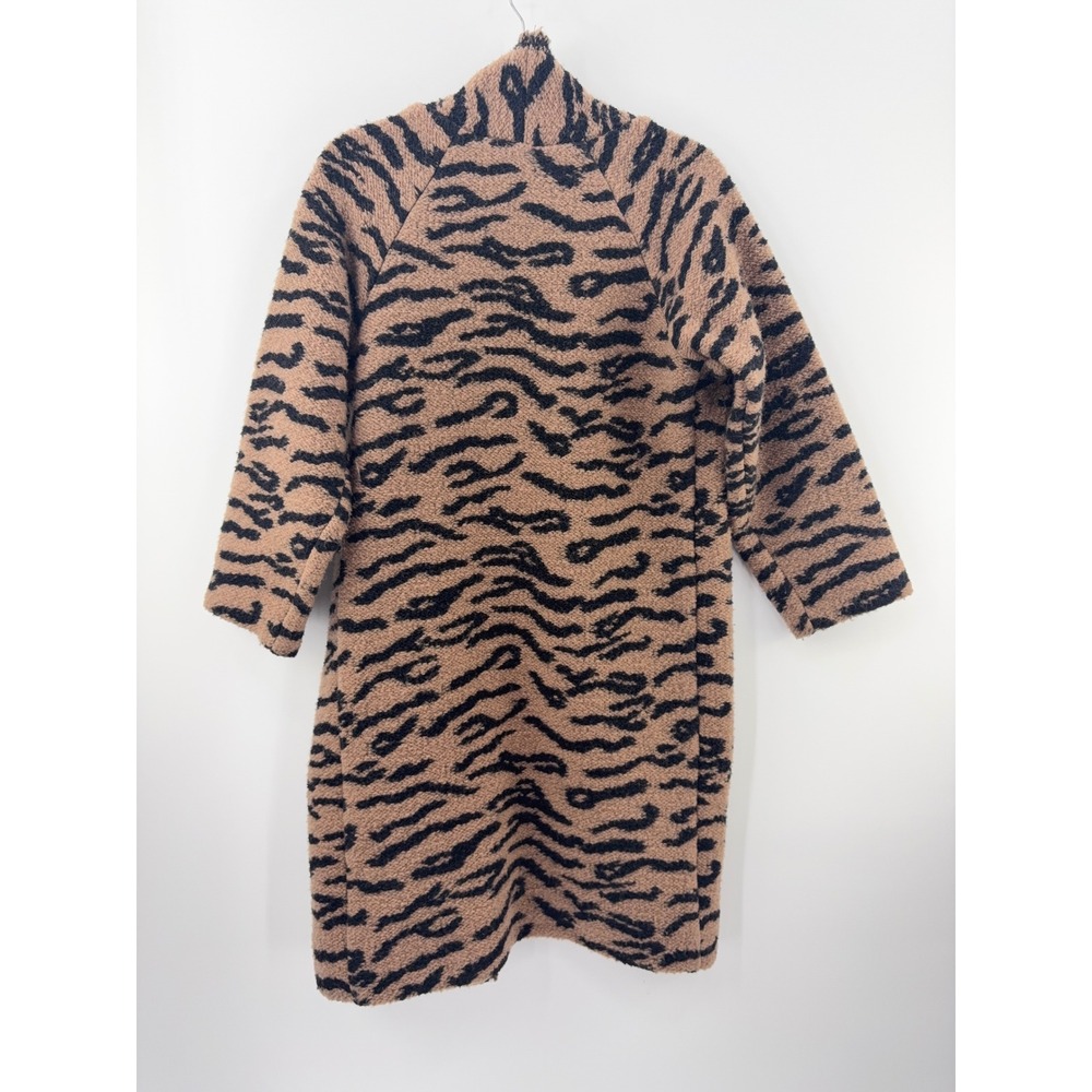 B41 Hunter Bell Keller Long Cardigan Coat Small Tan Black Tiger Stripe Wool - Picture 4 of 9